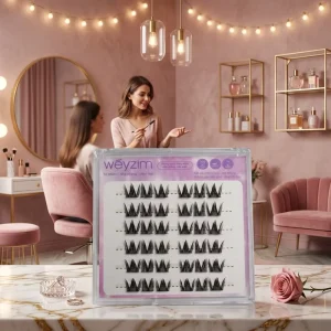 Sweet Kitten Handmade Synthetic Hair False Eyelashes 0.07mm Cluster No Glue 6 Rows Sharp Base Customizable Packaging & Logo