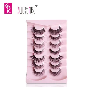 Sweet Rose 7 Pairs Wispy Natural Full Strip Lashes Women High Quality Private Label Makeup for False Eyelashes