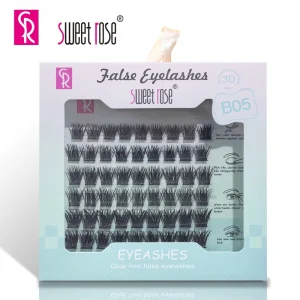 Sweet Rose Hybrid Light Volume 3D-5D Synthetic Hair False Eyelashes 6 Rows Pre Cut Cluster Segmented Eyelash Extension