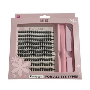 Sweet Rose Semi Hand Made Full Strip Cluster Eyelashes Hard Stem Synthetic Hair Natural Looking Beginners Makeup Eyelash