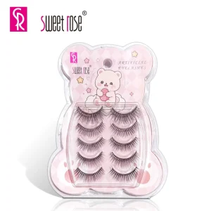 Sweet Rose Wispy Natural Individual Lashes Women Makeup Full Strip Japanese Handmade Black Cotton Band False Eyelashes