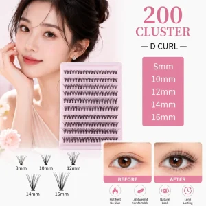 Synthetic 20D 200 Cluster 30P 40P Hot Melt Super Soft D Curl 8 16mm DIY Individual False Eyelashes