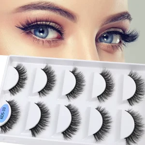 Synthetic Faux Mink Eyelashes 12 mm Personalised Self Adhesive Strip Thin Wispy Eye Lash Boxes