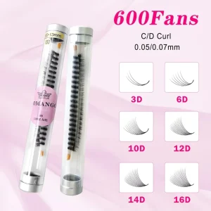 Synthetic Fiber 3D 6D 8D 10D 12D Lash Trays 600Fans Natural Matte Black Individual Premade Loose Volume Extensions for