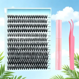 Synthetic Fiber Cat Eye Lash Tray Self-Apply Wispy Fluffy Waterproof Cluster Eyelashes