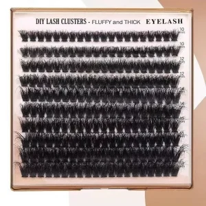 Synthetic Fiber Fluffy Lash Clusters 100D 200D DIY Private Label Cluster Lashes with Black Cotton Stalk Band