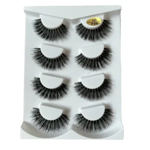 Synthetic Hair 4 Pairs 3D Transparent Plastic Eyelash Band Curly Thick European and American Daily Eye Makeup Eyelashes