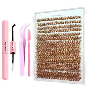 Synthetic Hair 60D Brown Lash Clusters 14 Rows DIY Semi Hand Made Single Cluster Segment False Eyelashes Natural