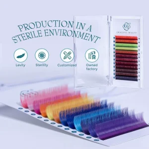 Synthetic Hair Cashmere Volume Natural Long Lash Eyelash Extensions Rainbow Color Individual Classic 6-20 Rows