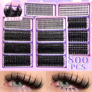 Synthetic Hair False Eyelashes Book DIY Segmented D-curve Natural Thick 0.05mm Eyelash