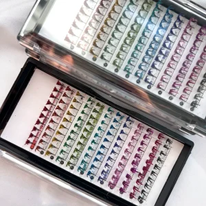 Synthetic Hair Glitter Anime Lashes Soft Volume Fan Manga Cosplay Spikes Premade Machine Made 12 Rows 3D Print Design Tower Lash