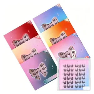 Synthetic Hair Handmade Segment Eyelash Thick Volume for Cluster Reusable Individual Eyelashes 6 Rows Pointy Thin Base
