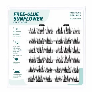 Synthetic Hair Invisible Clear Band Sunflower Lash Clusters 8 12mm Self Adhesive No Glue Needed DIY Eyelash Extensions