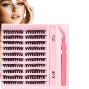 Synthetic Hair Lash Cluster Kit Self-Adhesive Lashes Heat-Melt Segmented Voluminous Dense Eyelashes