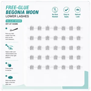 Synthetic Hair Lower Lash Clusters, 6 Rows, Semi-Handmade, No-Glue, Self-Adhesive, Manga Style