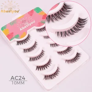 Synthetic Hair Natural Cat Eye Wispy Lashes 9mm Length Custom Logo Box Cruelty Free Self Adhesive False Eyelashes