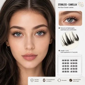 Synthetic Hair No Glue Camellia Cluster Lashes Stemless Self Adhesive DIY 3D Multi Layered Eyelash Extensions Custom
