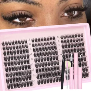 Synthetic Hair Semi Hand Made 15 Rows Lash Clusters Kit Wispy Eyelash Clusters 10 16mm 300pcs C Natural DIY Y008