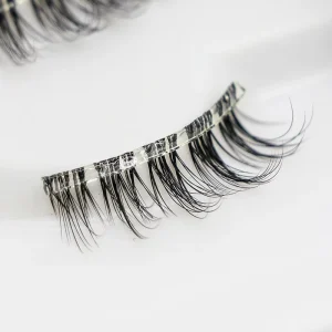 Synthetic Hair Strip Eyelashes Short Self Adhesive No Glue Strips Pre Glued Cruelty Free Russian Half Lash Free Logo