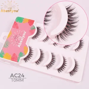 Synthetic Natural Cat Eye Wispy Lashes 9mm Length Cruelty Free Reusable Self Adhesive False Eyelashes Custom Logo Box