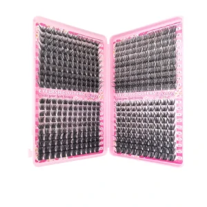 Synthetic Segment Melted Cluster Lashes Black Thick Mixed Style Natural Soft Semi Hand Made Volume Curled 9-16mm