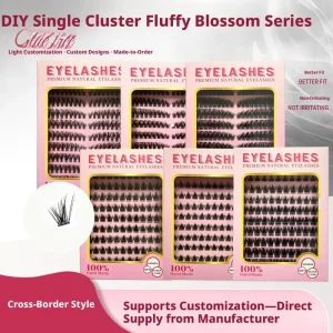 Synthetic Vegan 6 Styles Cluster Lash Book OEM Custom Black Packaging Multi Density D Curl DIY Individual Lash