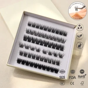 Thamel Lashes DIY Press On Cluster Lashes Handmade Silk 6 Rows Waterproof Reusable Comfortable Compliance & Patents