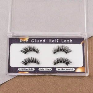 Thamel Pre Glued Self Adhesive Half Lashes Reusable Cruelty Free Waterproof Invisible Clear Band Handmade Super Long Lasting