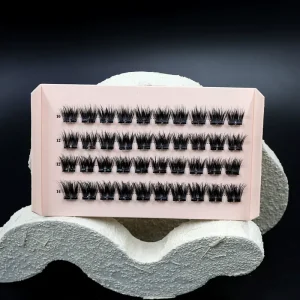 Thamel Press On Lash Extensions Self Adhesive PBT Material Invisible Clear Band Handmade Reusable Cruelty Free Cluster Lashes