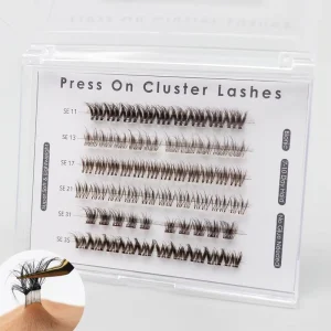 Thamel Synthetic Hair Individual Lash Kits Natural Cluster Lashes Pre Glued Invisible Clear Band 3D Effect Private
