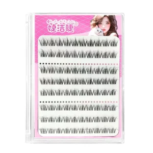 Thick 5D Baby Curved Lazy Person Glue Free Semi Handmade Customizable Eco friendly Fiber Hybrid Light Volume 12 Rows Eyelashes