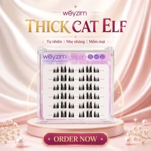 Thick Cat-Eye Handmade Synthetic Cluster False Eyelashes, 0.07mm, 6 Rows, Sharp Base