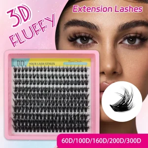 Thick Dense Handmade PBT 10 Row Press On Cluster Lashes Easy to Use for Beginners Multiple Lengths Available for Selection