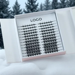 Thick Fluffy Fox and Cat Eye Style Eyelash Clusters Volume D Curl Mega Individual Lashes Clusters