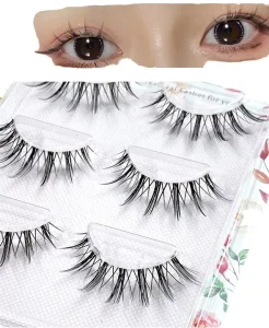 Thick Handmade Fashion Style Oblique Flight 5 Pairs Fox Eye Lashes Party Faux Mink Natural Black Soft Wispy Curler