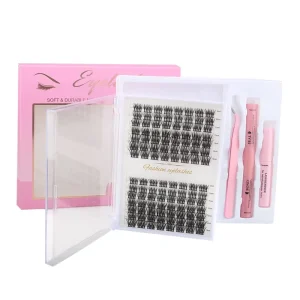 Thick Style High grade Fiber Individual Lash Clusters 3D Cross style Natural Segmented Cluster Lashes Kit