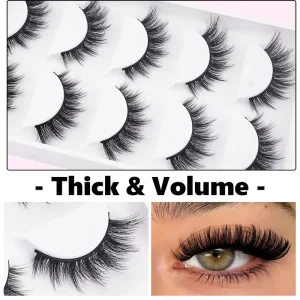 Thick Volume Faux Mink Strip Lashes Wispy Fluffy Cat Eye False Eyelashes White Tray Party Makeup
