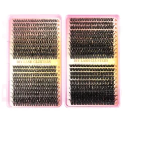 Thick Voluminous Curly DIY Segmented False Eyelashes Kit Individual Cluster Lashes with Portable Pearlescent Bag