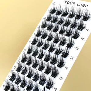 Thin Band 5D Mink Cluster Lashes With Glue Private Label Tweezers for Natural 3d Cluster Lashes Clear Band