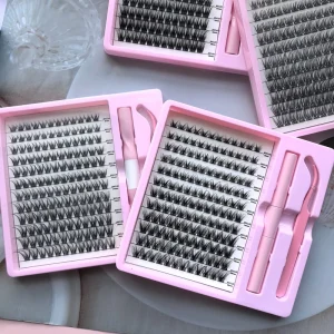 Thin Band Fluffy Segment Cluster Lashes Kit DIY Lashes Kit With Glue Remover Kit Private Label Cluster Lashes Extension