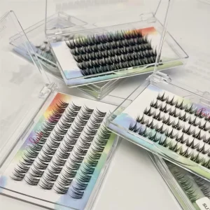 Thliand Natural Handmade Cluster Lashes Synthetic Hair Manga Style 12mm Eyelashes