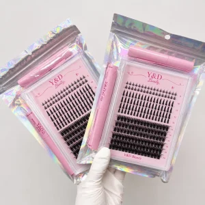 TikTok TrendingDIY Hand Made Mink Fluffy Clusters Lash d Cure Volume Soft Individual Extensions Cluster Lashes Tray