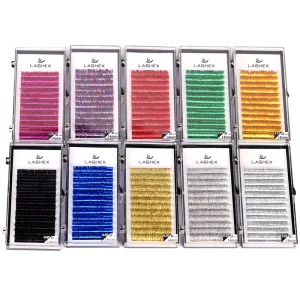Tinsel Color Lash Extension Holographic Tinsel Lash Glitter Spike Private Logo Colorful Sparkle Lashes