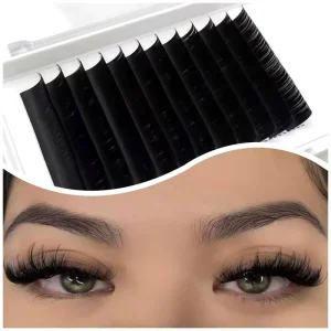 Top Korean BT Fibers Synthetic Eyelashes 8-15mm Easy Fanning Volume Eyelash 0.03 Ellipse Flat Lash