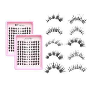 Top Quality Combined Line Band Individual Lash Clusters Precut Segment Eyelashes Soft Natural Fluffy Diy Cluster Lash Extension