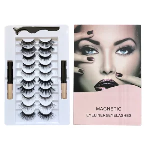 Top Selling 10 Pairs Magnet Eyelashes 5 Magnetic 3D False Eyelashes Reusable False Magnetic Eyelashes Kit