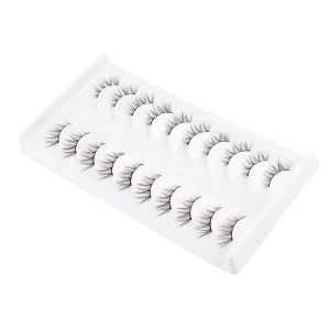 Transparent Band False Eyelashes 10 Pairs 3D Natural Curl Cat Eye Lashes Faux Mink Full Strip Eyelashes
