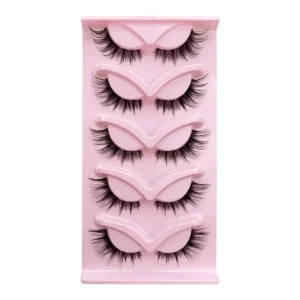 Transparent Stem Full Faux Mink Strip Lashes Super Fine Fluffy Fox Eye Design Strip Eyelashes Customized Support