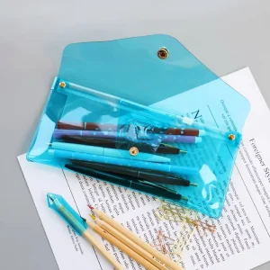 Transparent Waterproof Glitter Clear Makeup Bag Holographic Pvc Card Bag Coin Purse Pencil Pouch With Snap Button