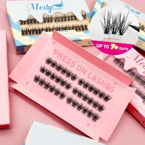 Tray Curl Cluster Eyelashes Fluffy Silk Lashes Handmade Private Label Segment Individual Reusable Cluster Eyelashes